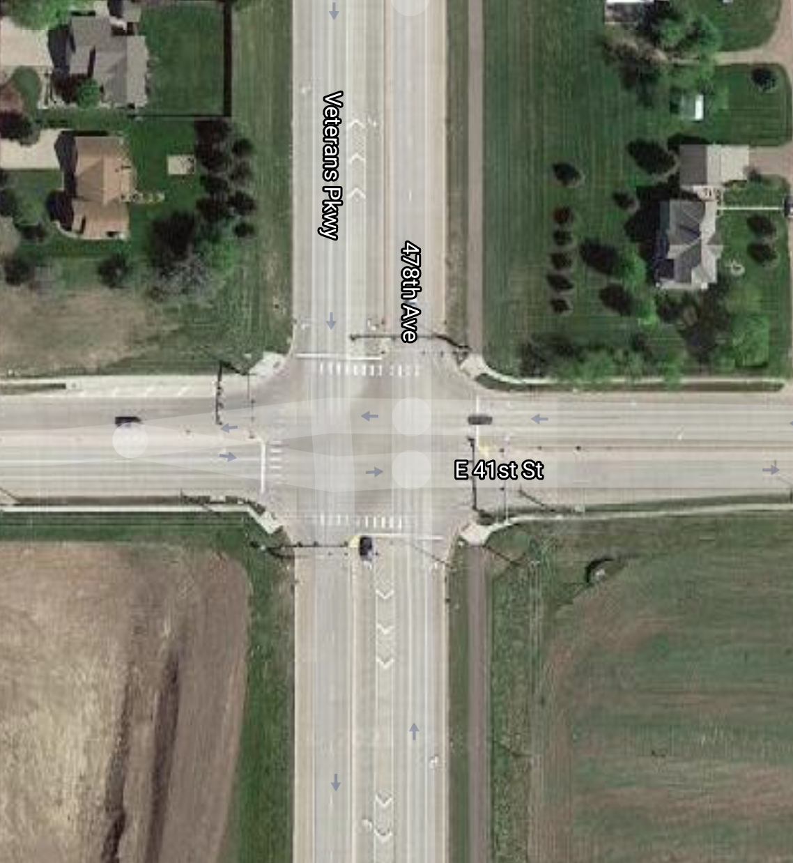 The intersection of 41st Street and Highway 11